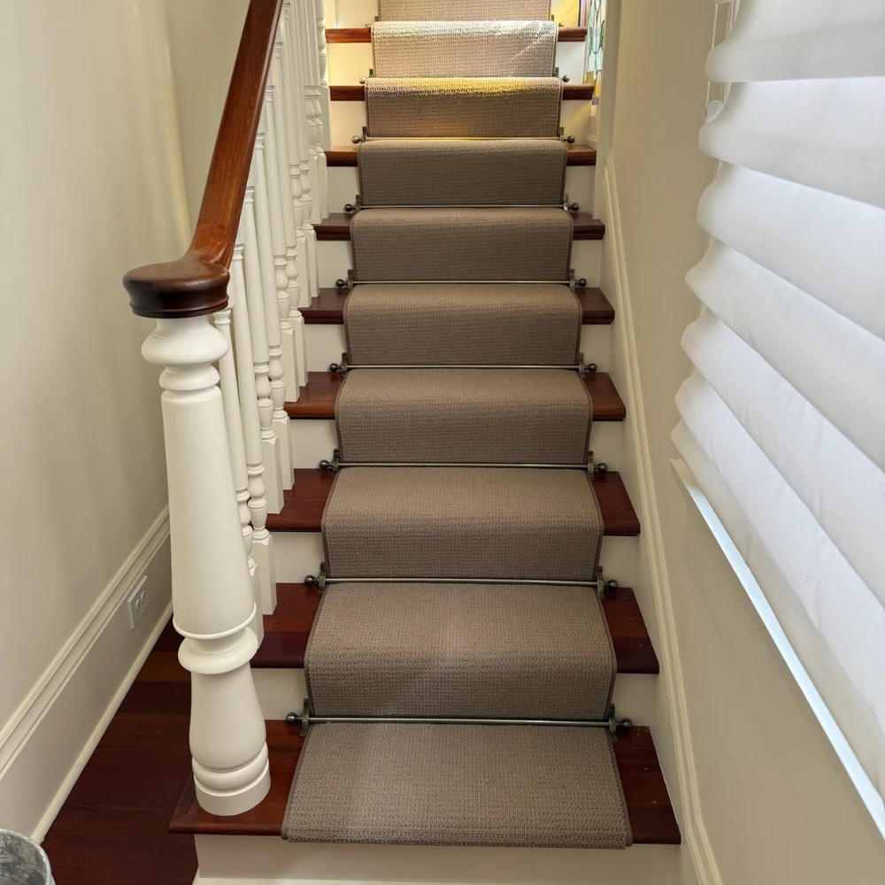 custom stair runner in beige